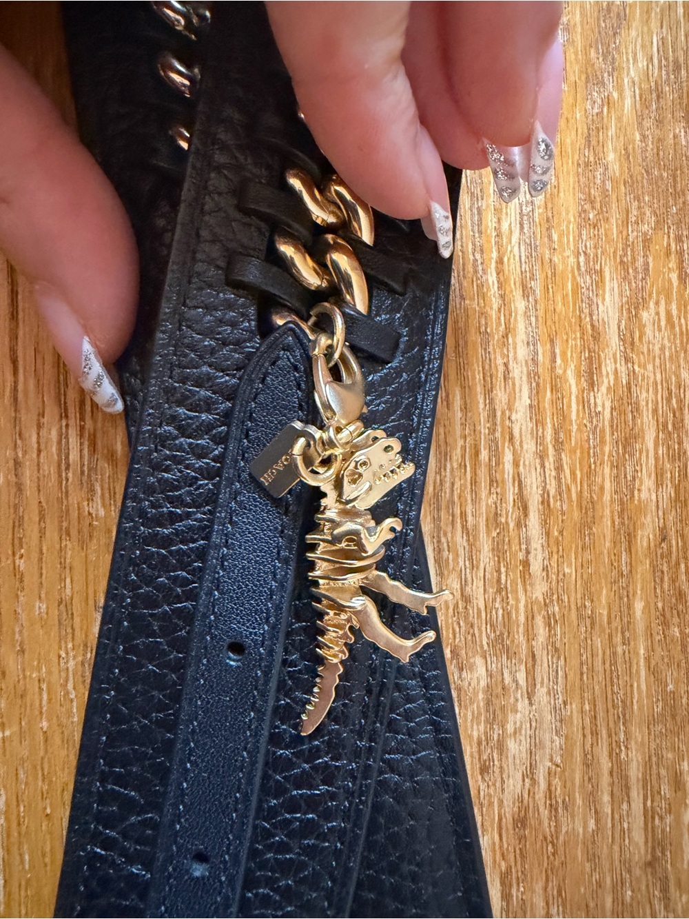 RARE COACH REXY Black Leather Gold Chain Bag Strap - Picture 5 of 6